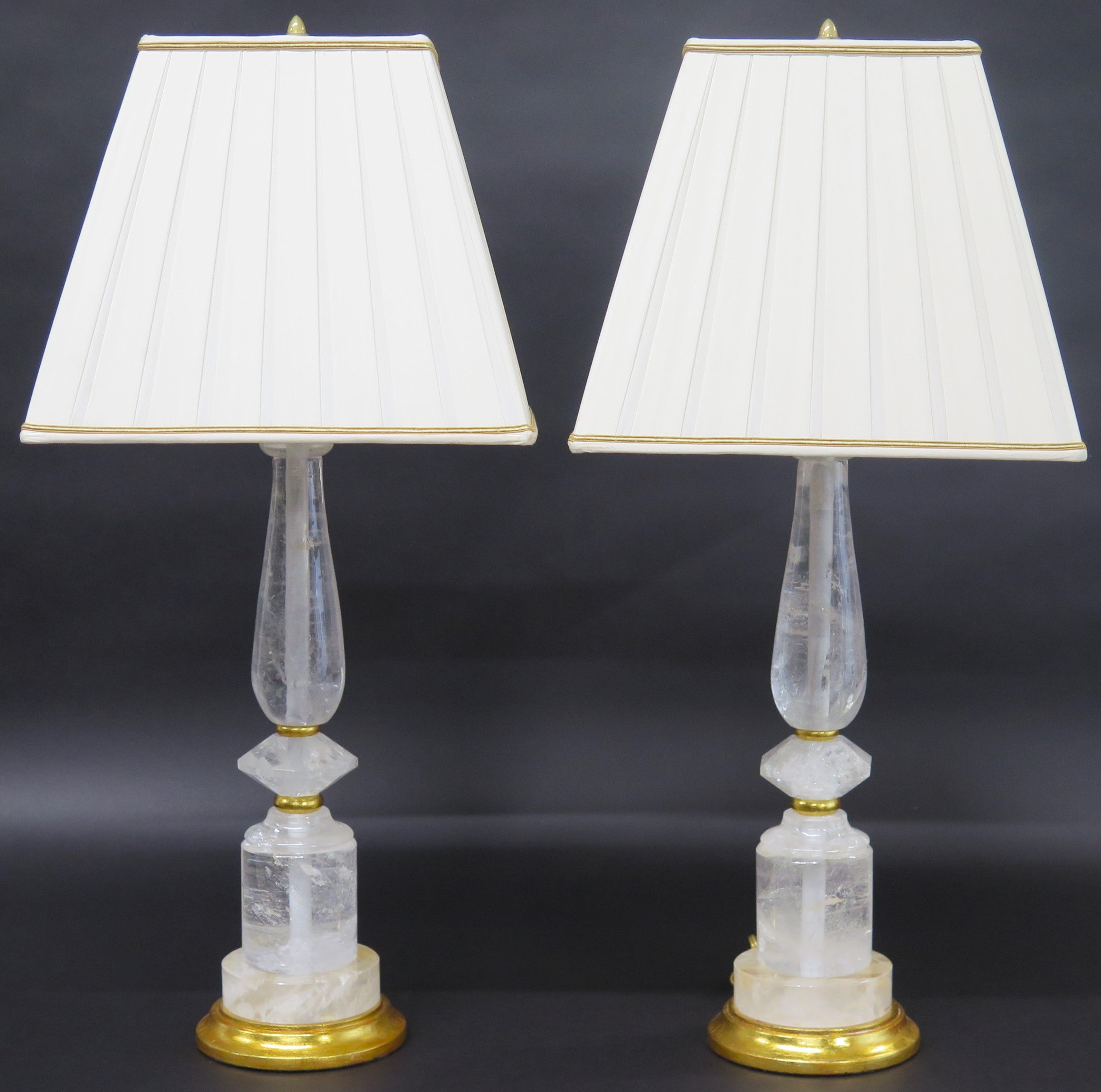 A Pair of Rock Crystal and giltwood Lamps