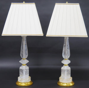 A Pair of Rock Crystal and giltwood Lamps