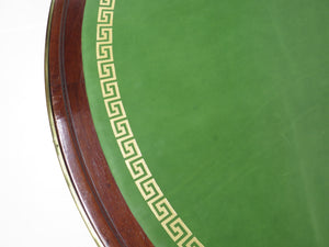 A Beatiful "Near" Pair of Louis XVI Style Mahogany and Brass Mounted Demilune Games Tables