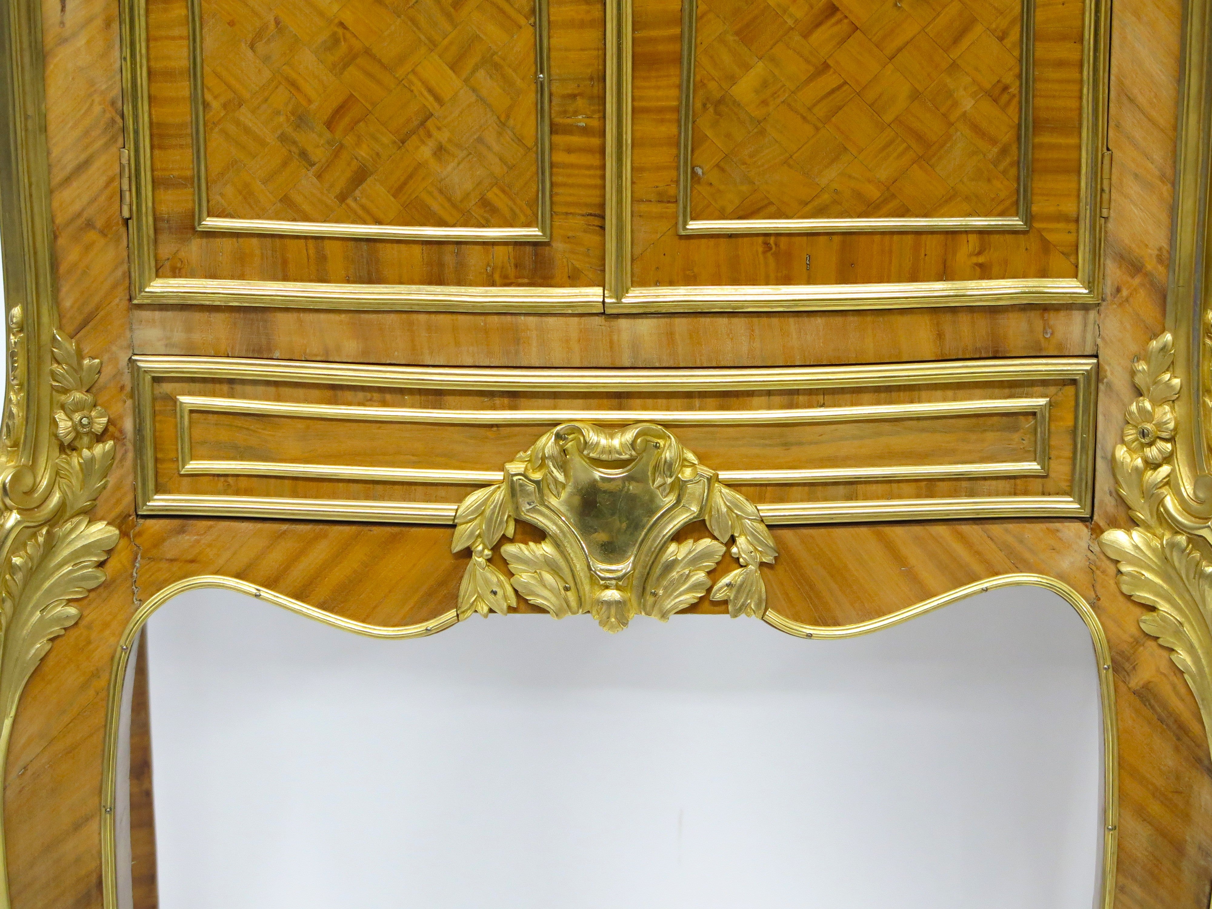 A Matched Pair of Louis XV / Transitional Ormolu-Mounted Parquetry Cabinets