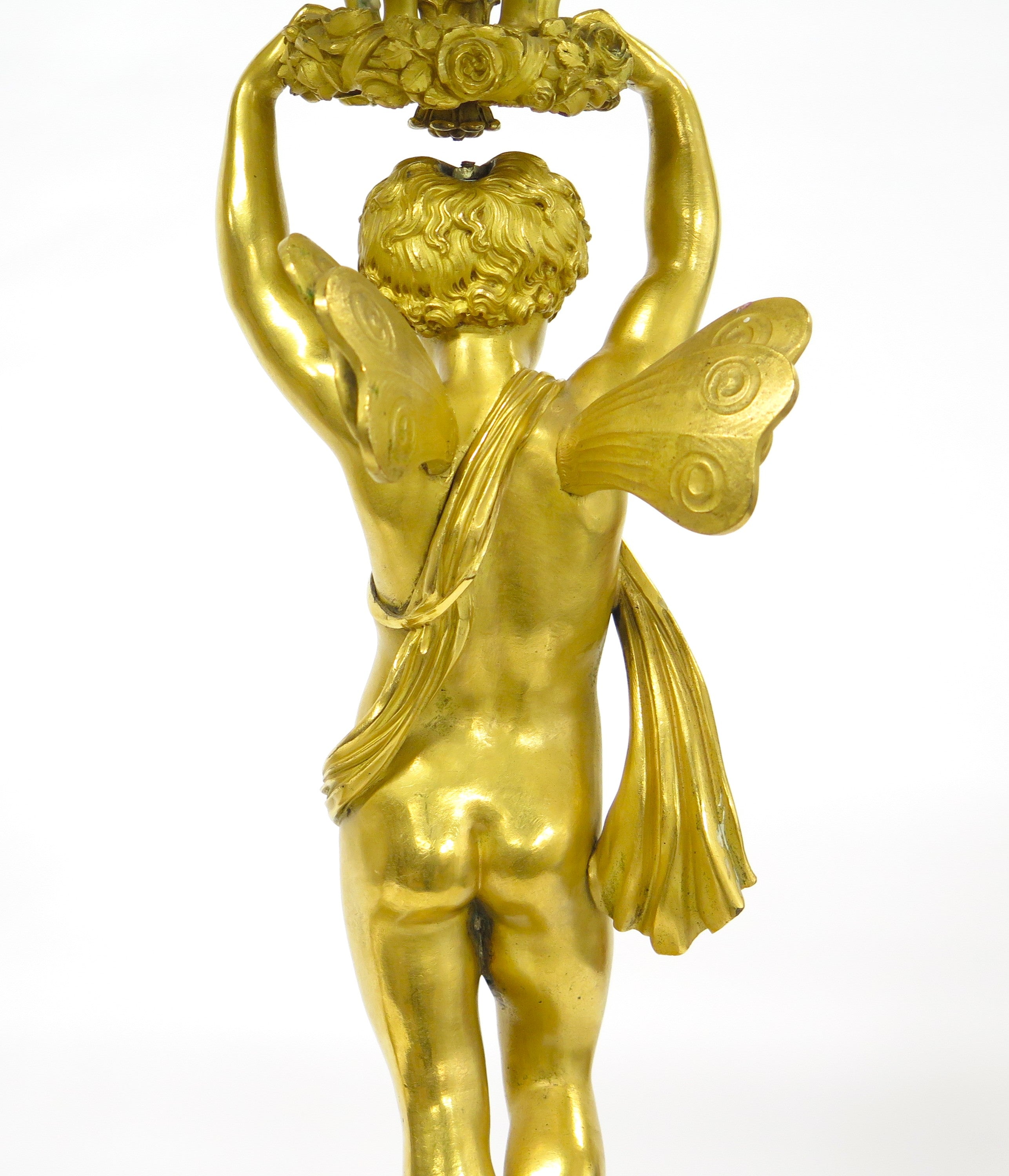 A Pair of French Empire Six Light Figural Candelabra