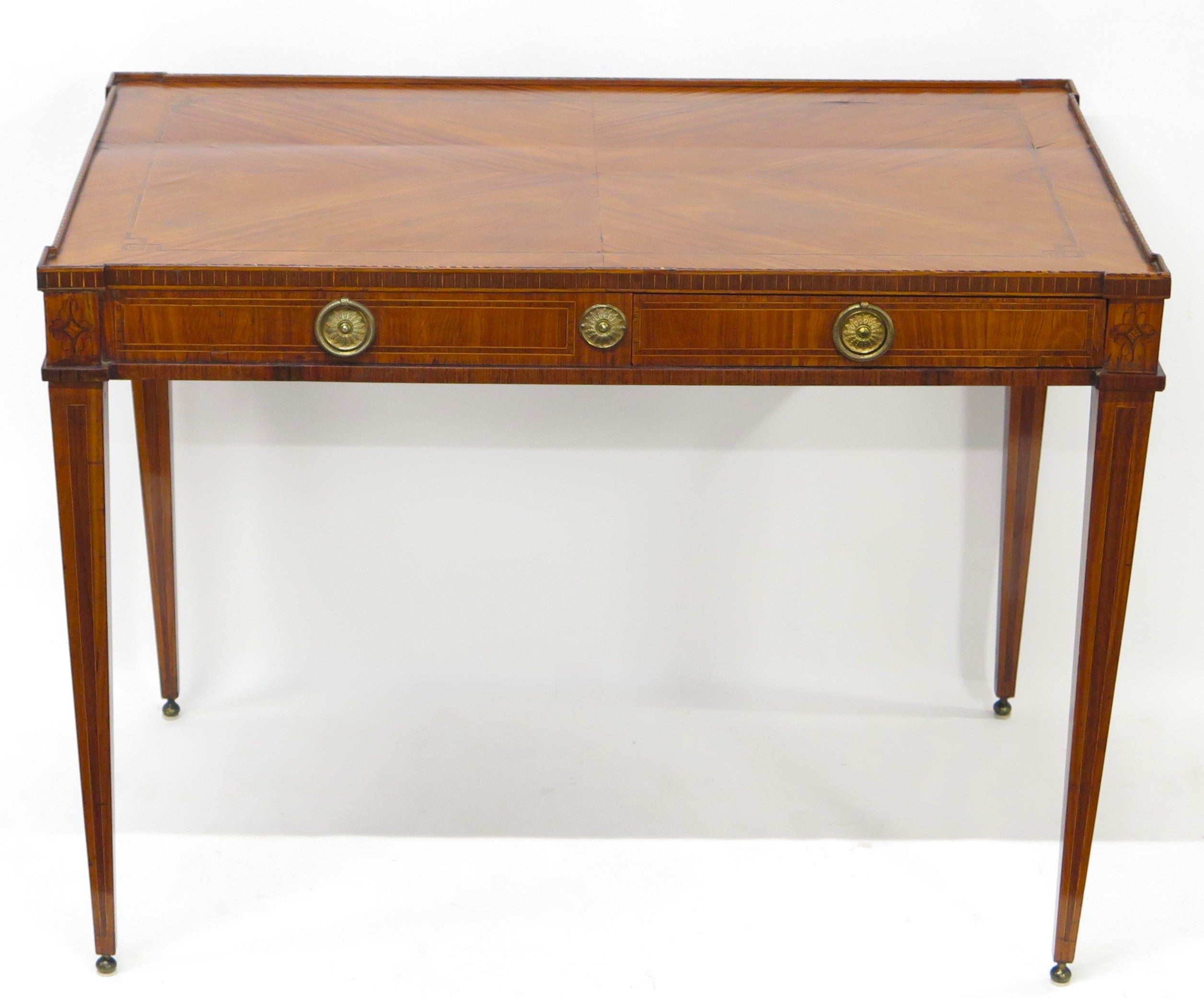 A Late 18th / Early 19th Century Dutch Marquetry Inlaid Veneered Silver Table