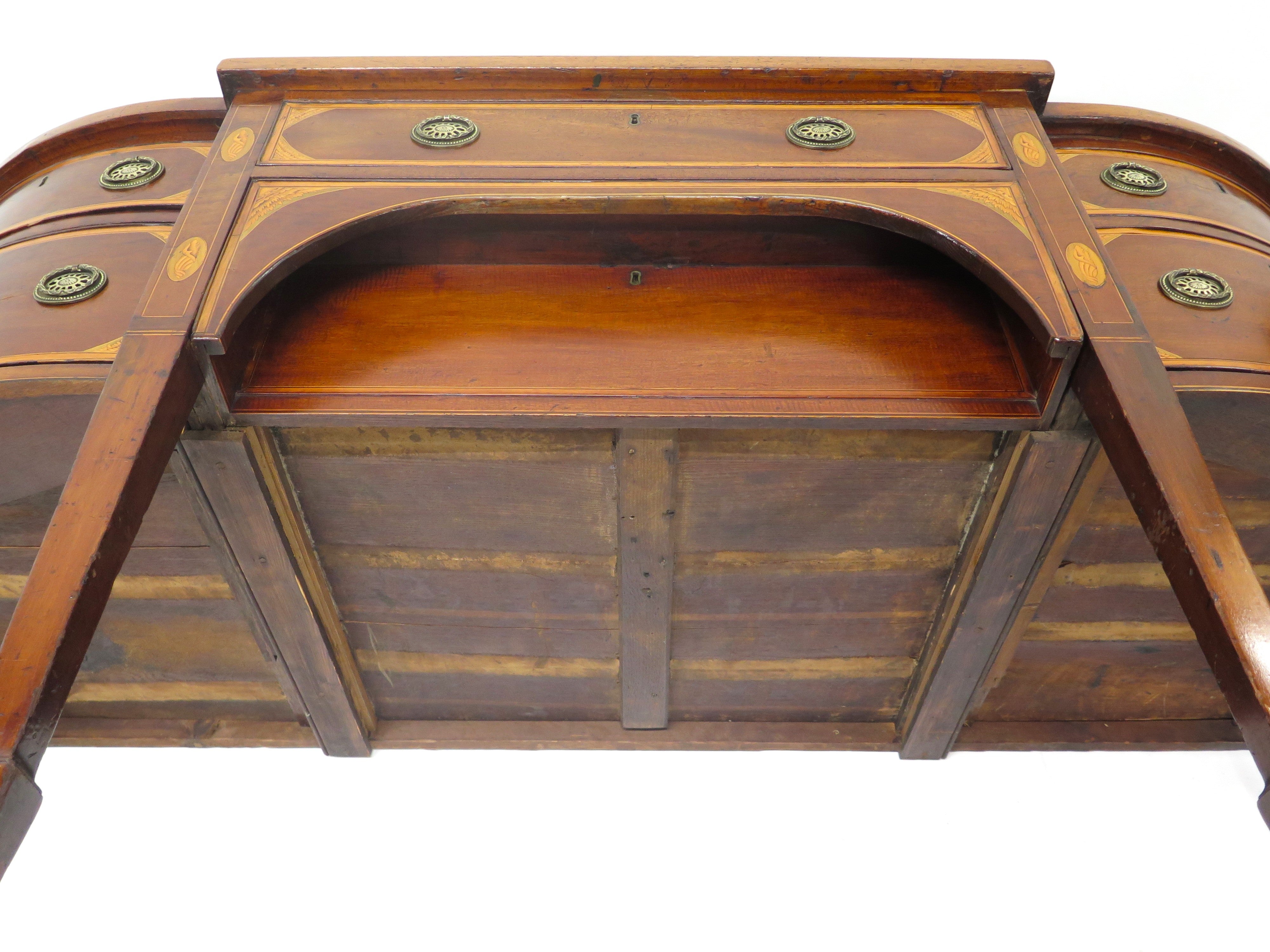 A Very Fine Mahogany, Satinwood and Harewood Stepped Bow Front Sideboard