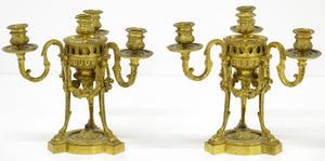A Pair of Finely Cast and Chased Louis XVI Ormalu Four-Light Cassolette