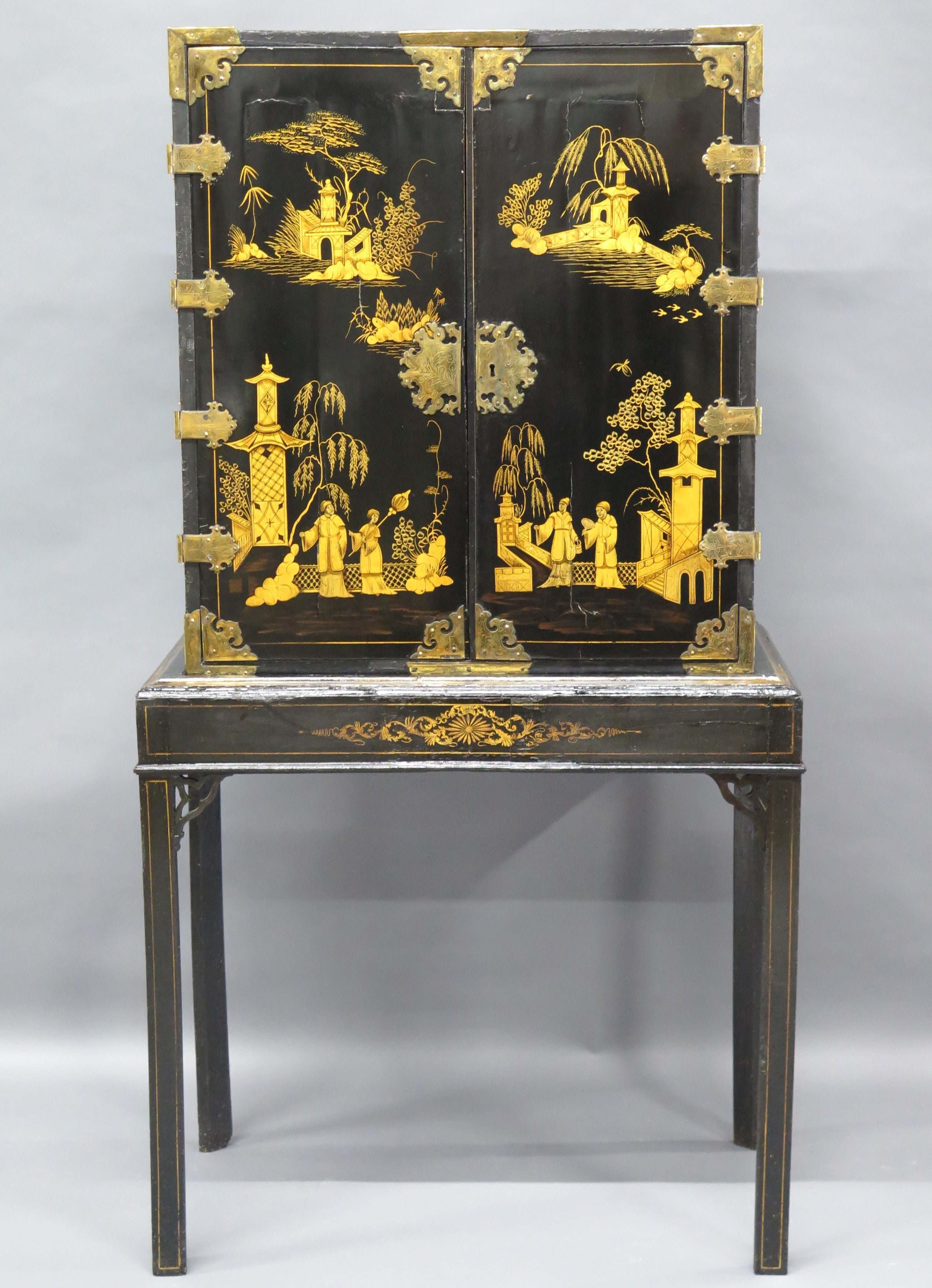 Opulent Chinese Collector's Cabinet on Stand