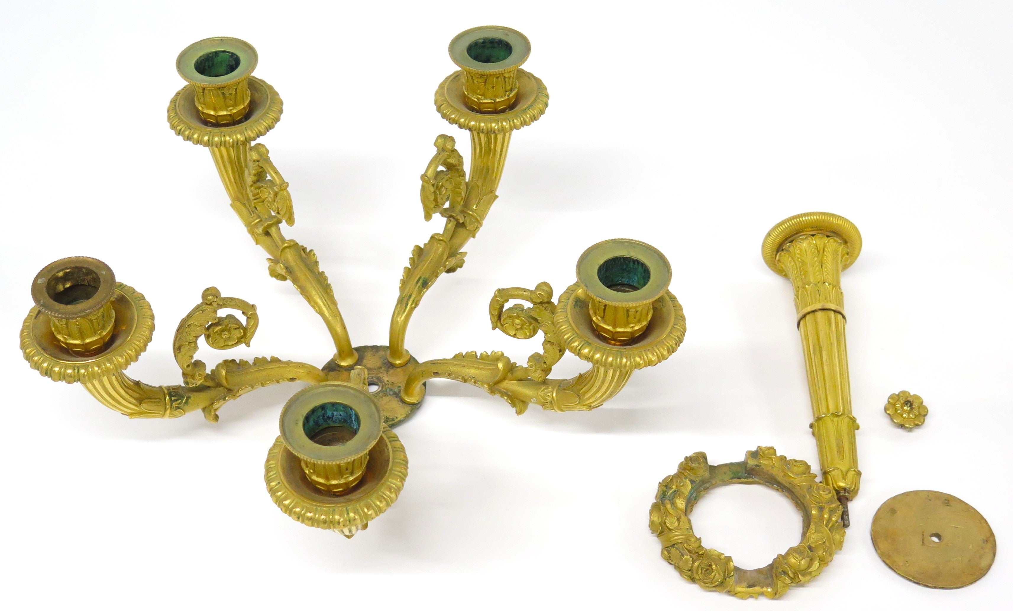 A Pair of French Empire Six Light Figural Candelabra