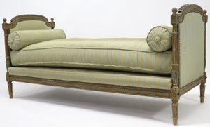 A Nicely Carved Louis XVI Paint and Parcel Gilt Daybed