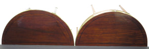 A Beatiful "Near" Pair of Louis XVI Style Mahogany and Brass Mounted Demilune Games Tables