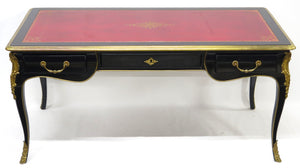 A Louis XV-Style Black Lacquer Bureau Plat / Writing Desk