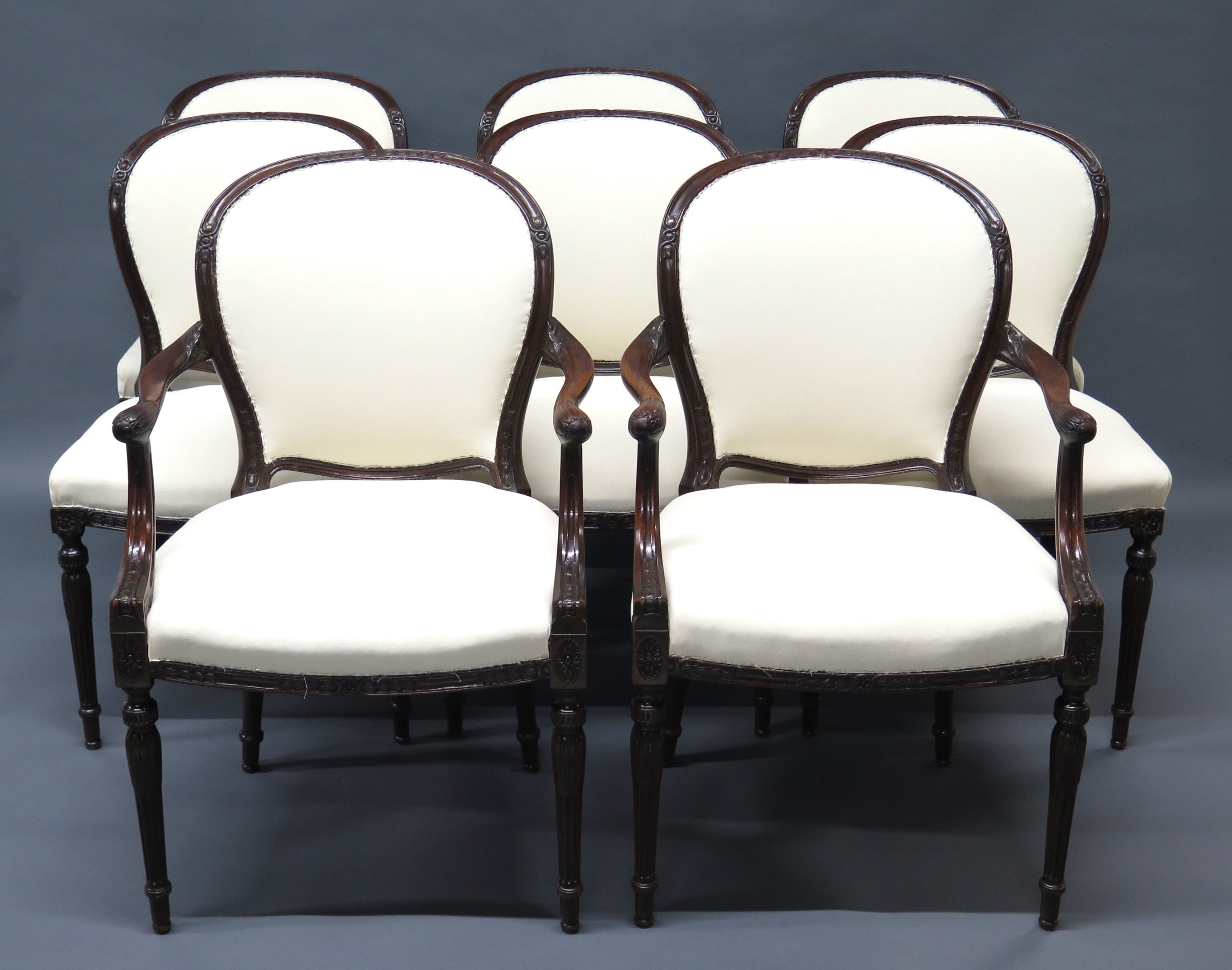 Set of Eight (8) George III Mahogany Dining Chairs