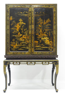 Late 18th Century Rectangular Chinese Export Lacquered Cabinet on Stand