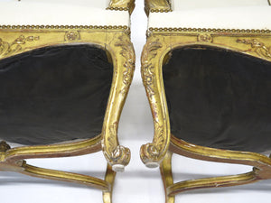 Pair of 19th Century Louis XV Style Giltwood Fauteuils