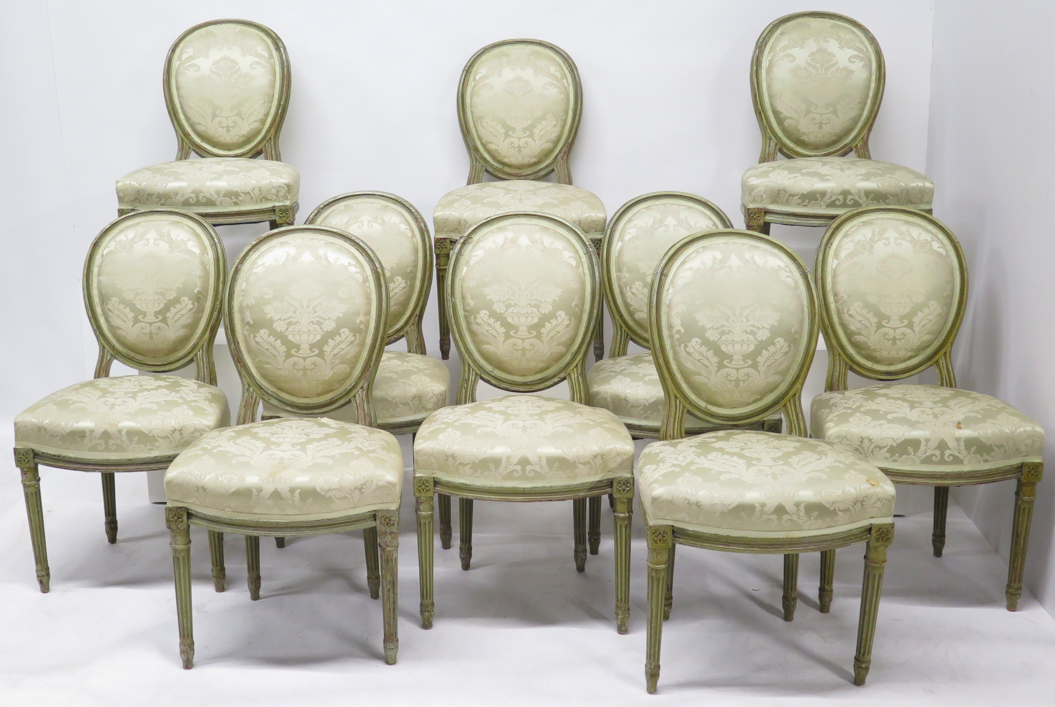 Set of 10 Louis XVI-Style Painted Side Chairs