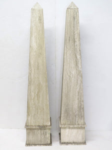 A Pair of Italian Travertine Obelisks