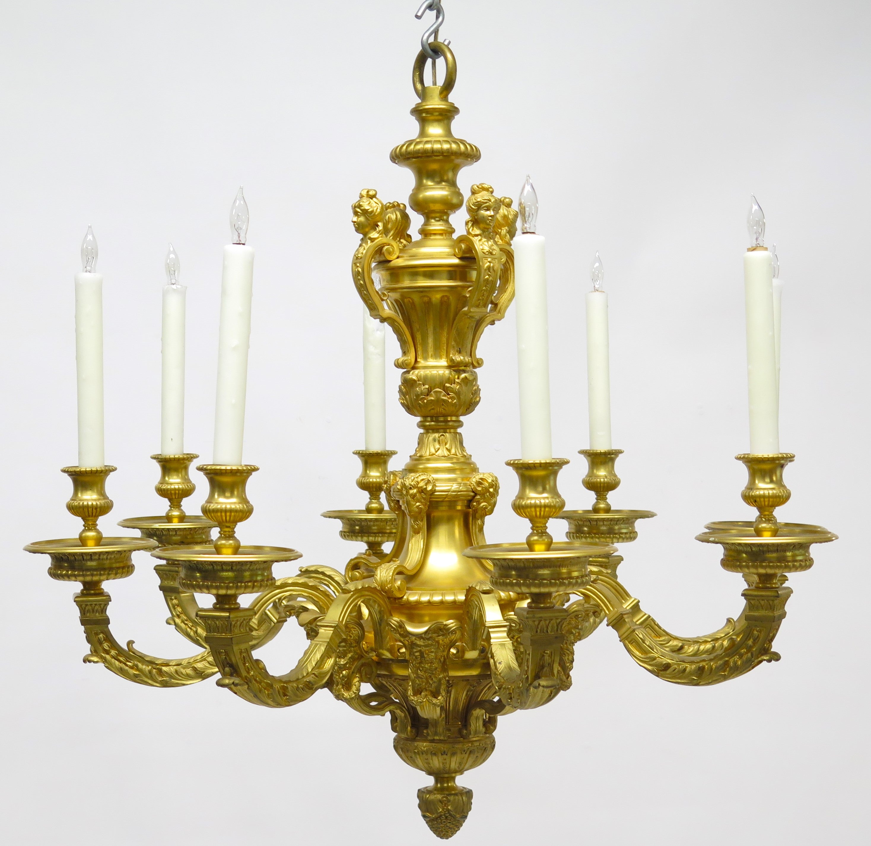 A Handsome French 19th Century Louis XIV Style Ormolu Chandelier