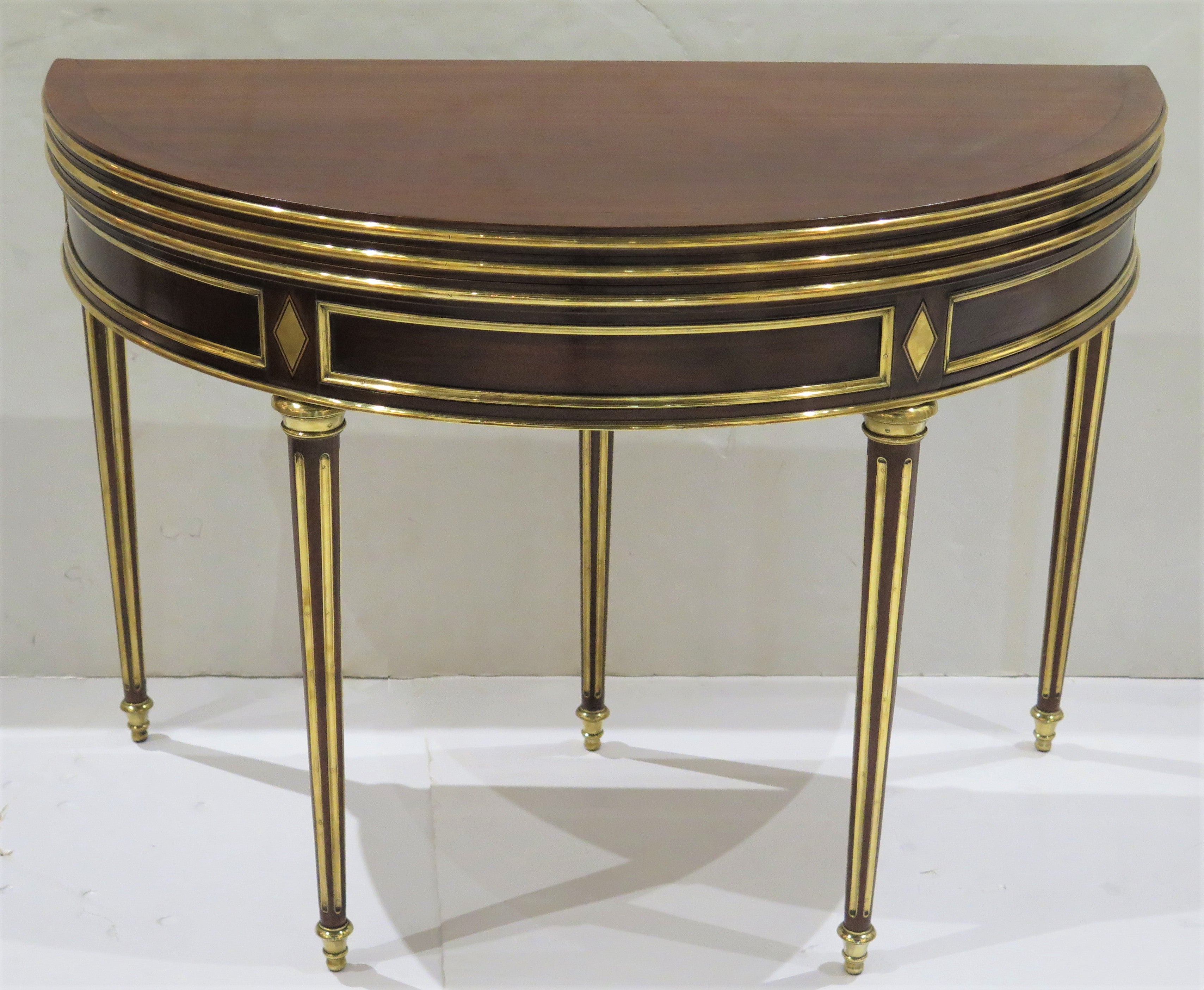 Louis XVI Flip Top Demilune Console / Supper / Card Table