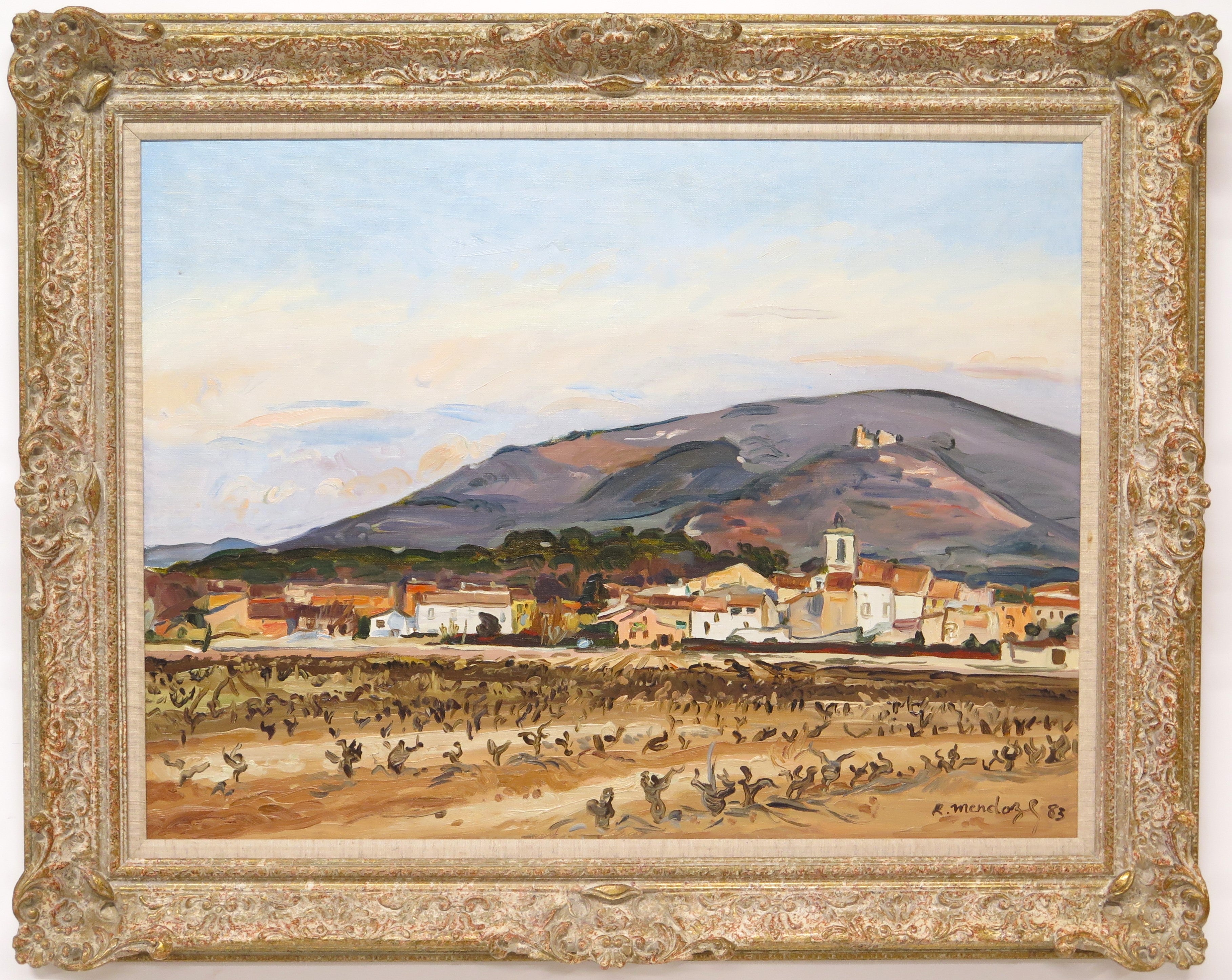 "Vue de Garéoult, Var" 1983 by Robert Mendoze (French, 1930-2014)