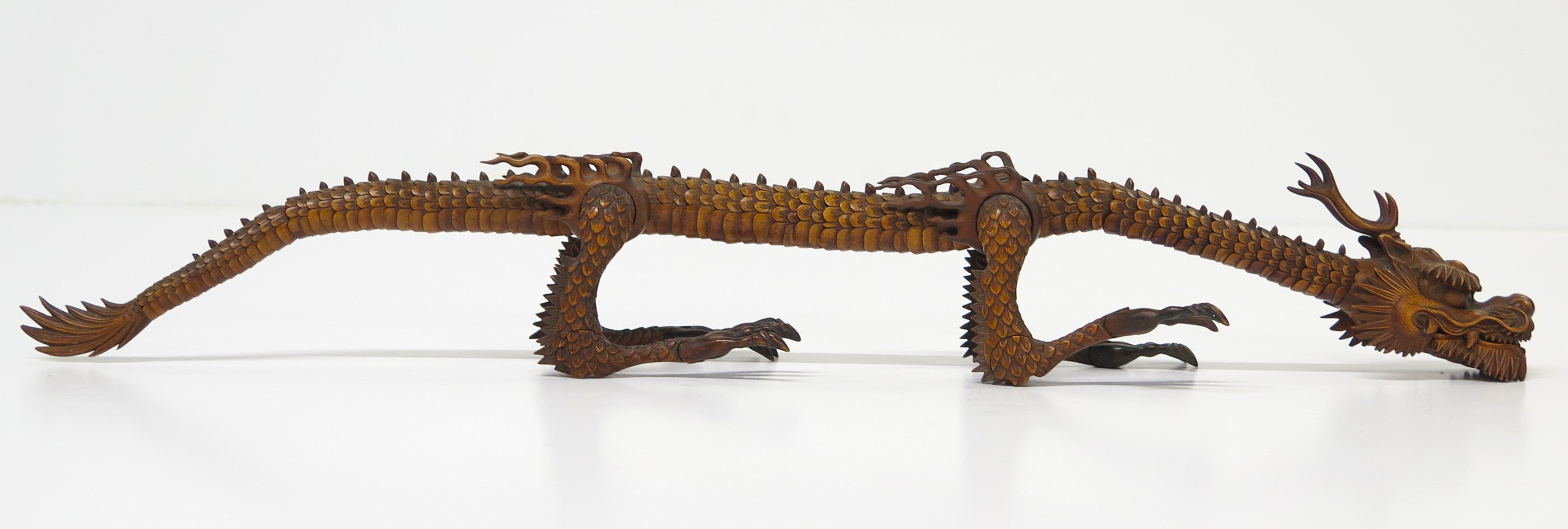 Antique Japanese Carved Boxwood Jizia-Okimono of a Dragon