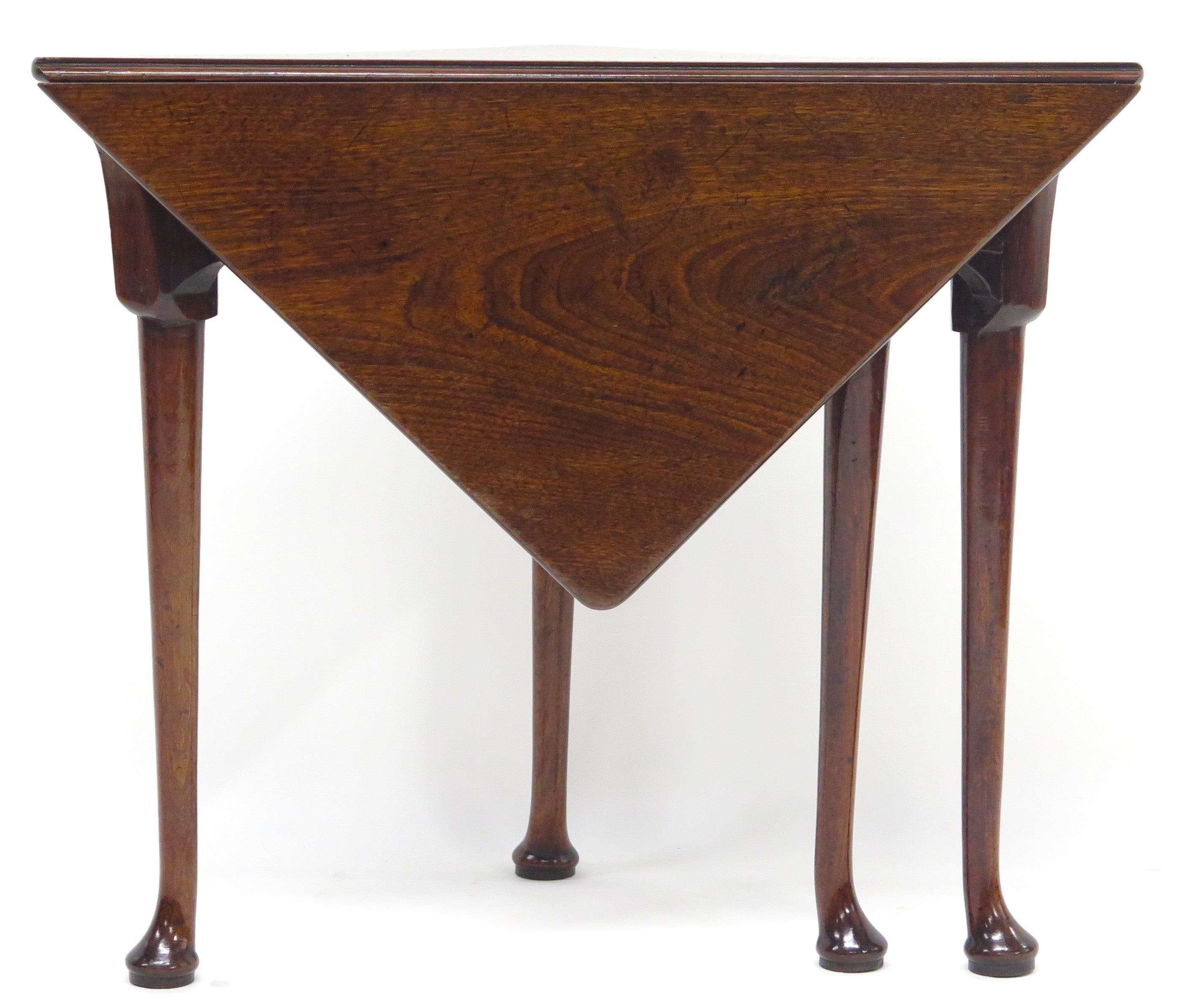 A George III mahogany drop leaf corner table