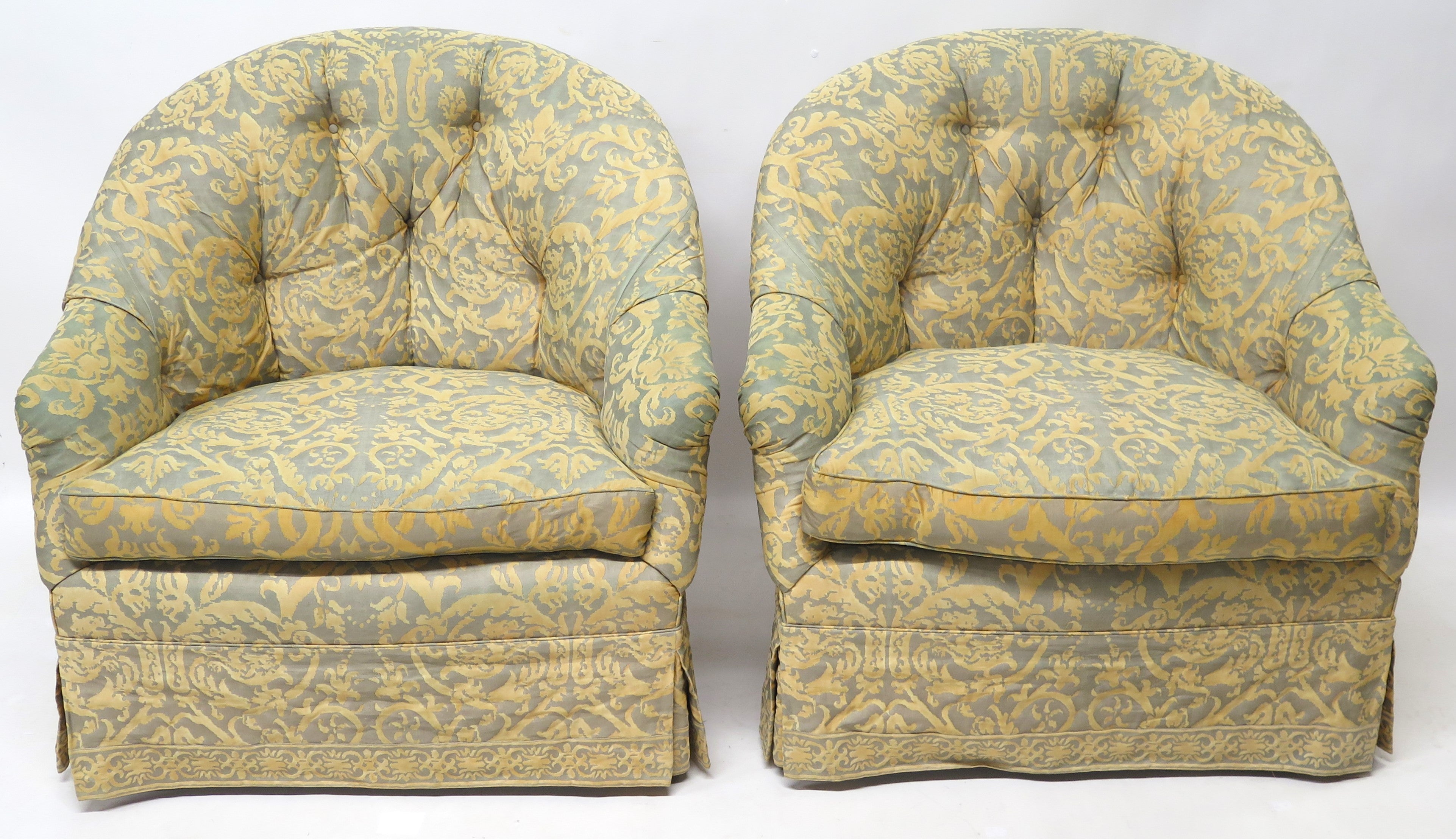 Vintage Fortuny Covered English Tub Chairs