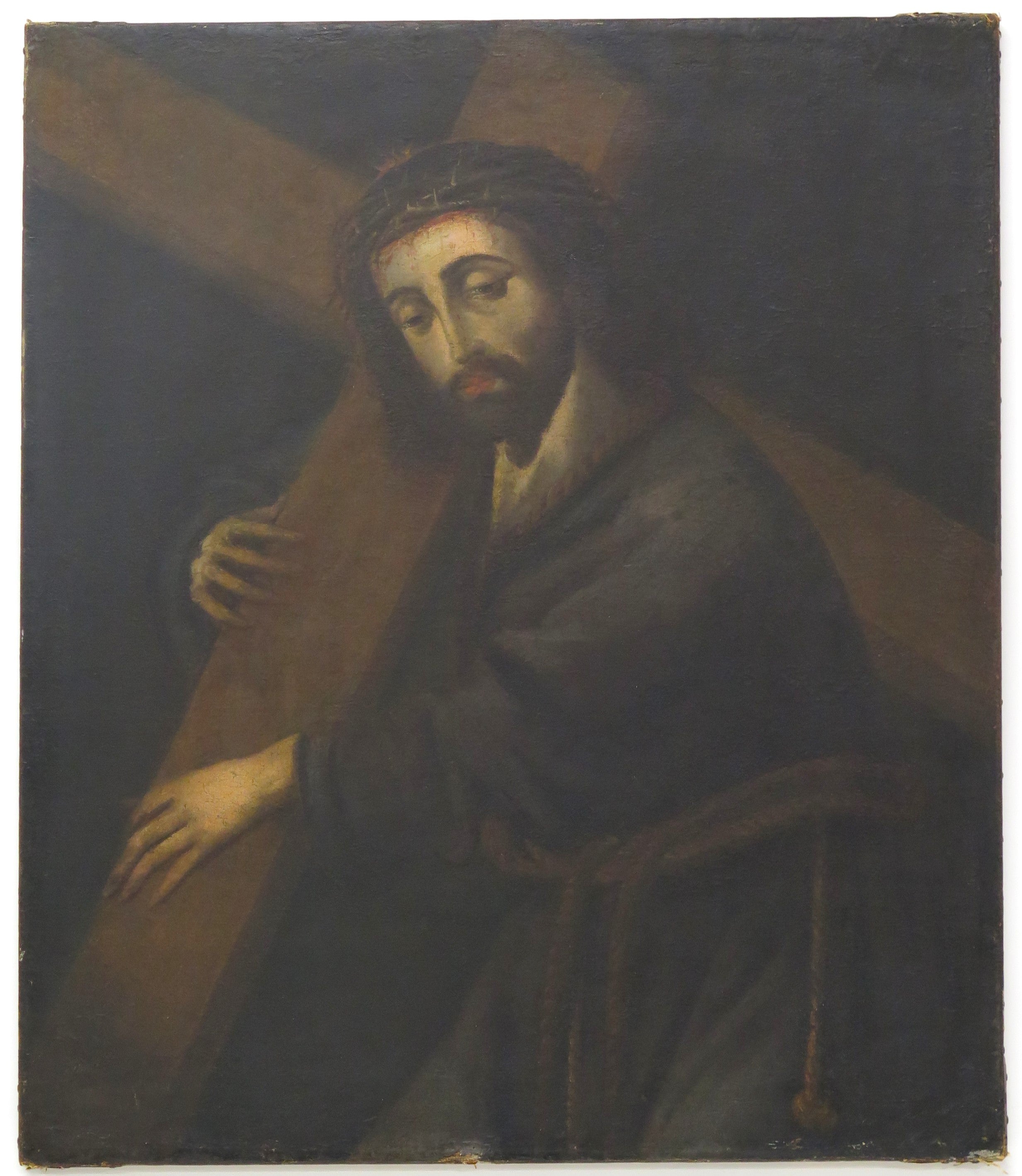 Antique Old Masters Style Portrait of Jesus Carrying the Cross