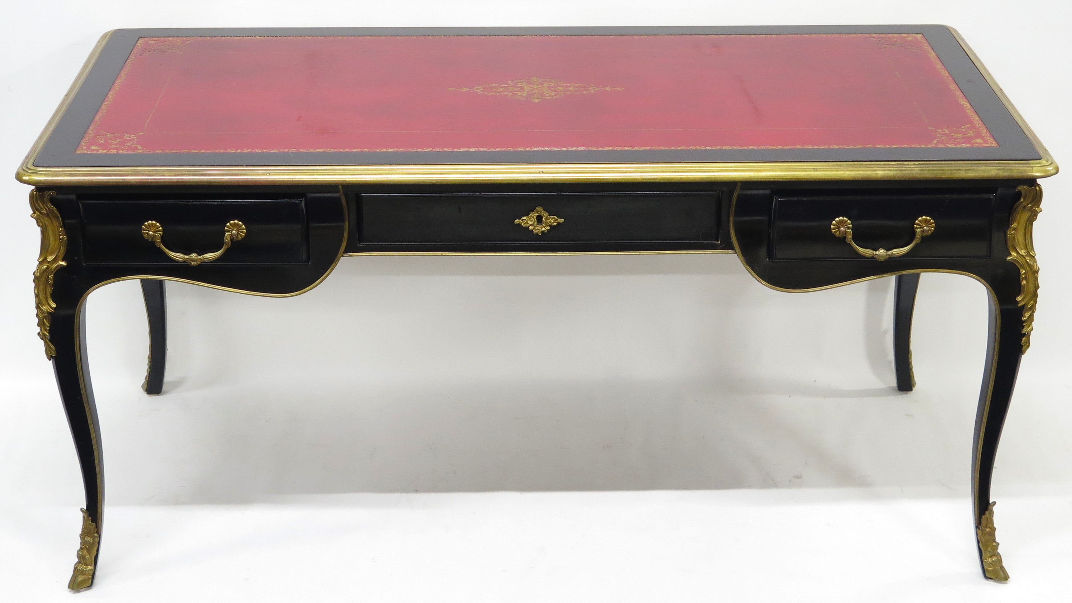A Louis XV-Style Black Lacquer Bureau Plat / Writing Desk