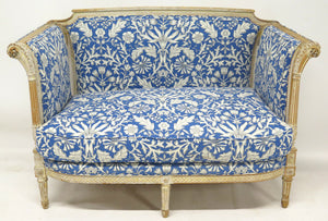 Directoire-Style Sofa with Carved and Painted Frame