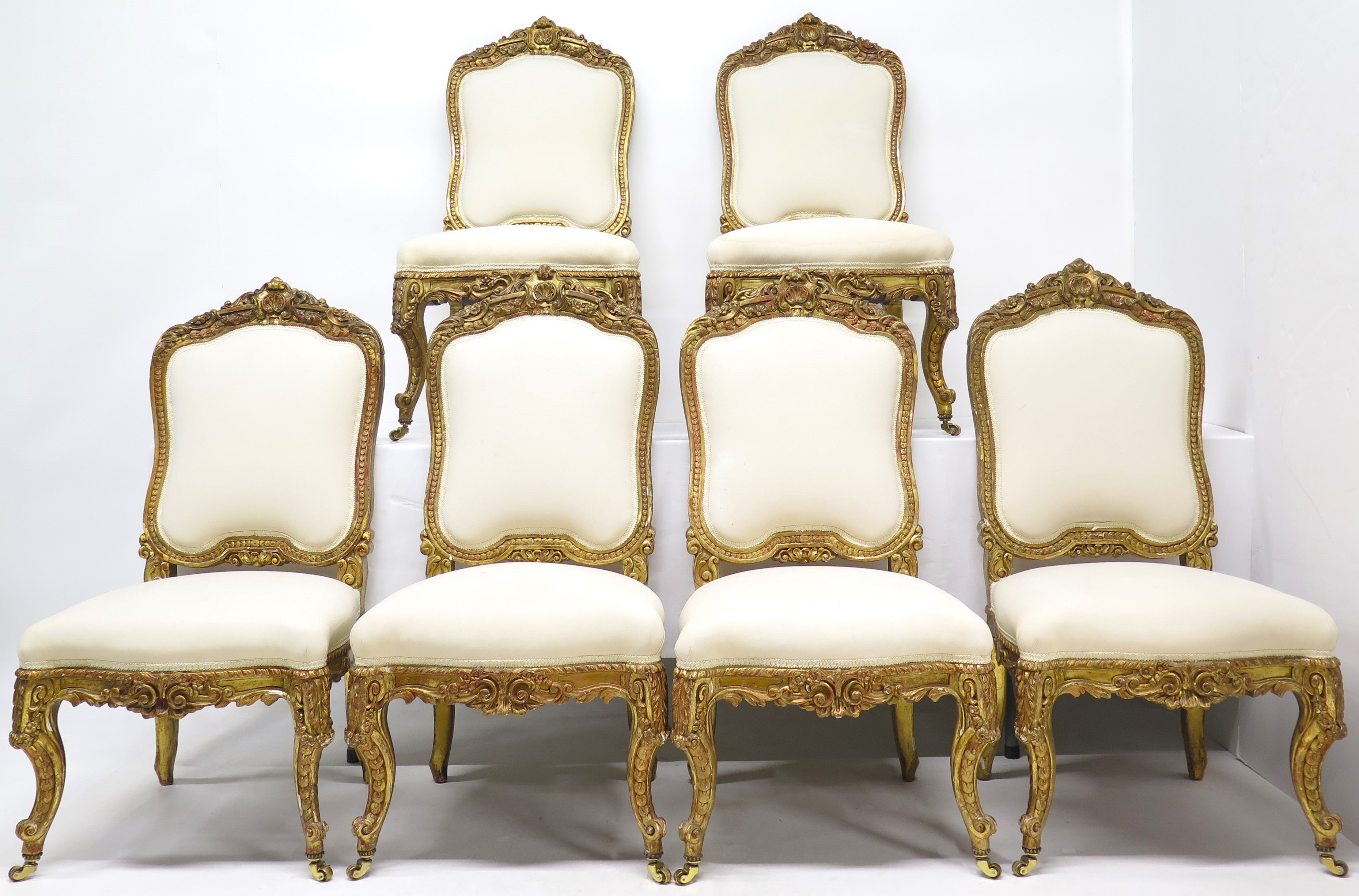 A Set of Six 19th Century Italian Giltwood Chairs