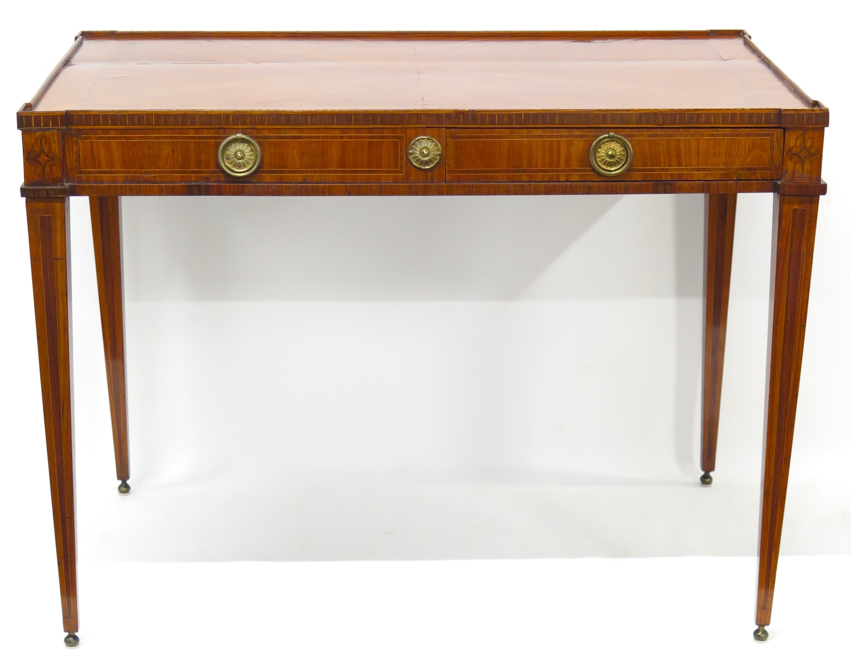 A Late 18th / Early 19th Century Dutch Marquetry Inlaid Veneered Silver Table