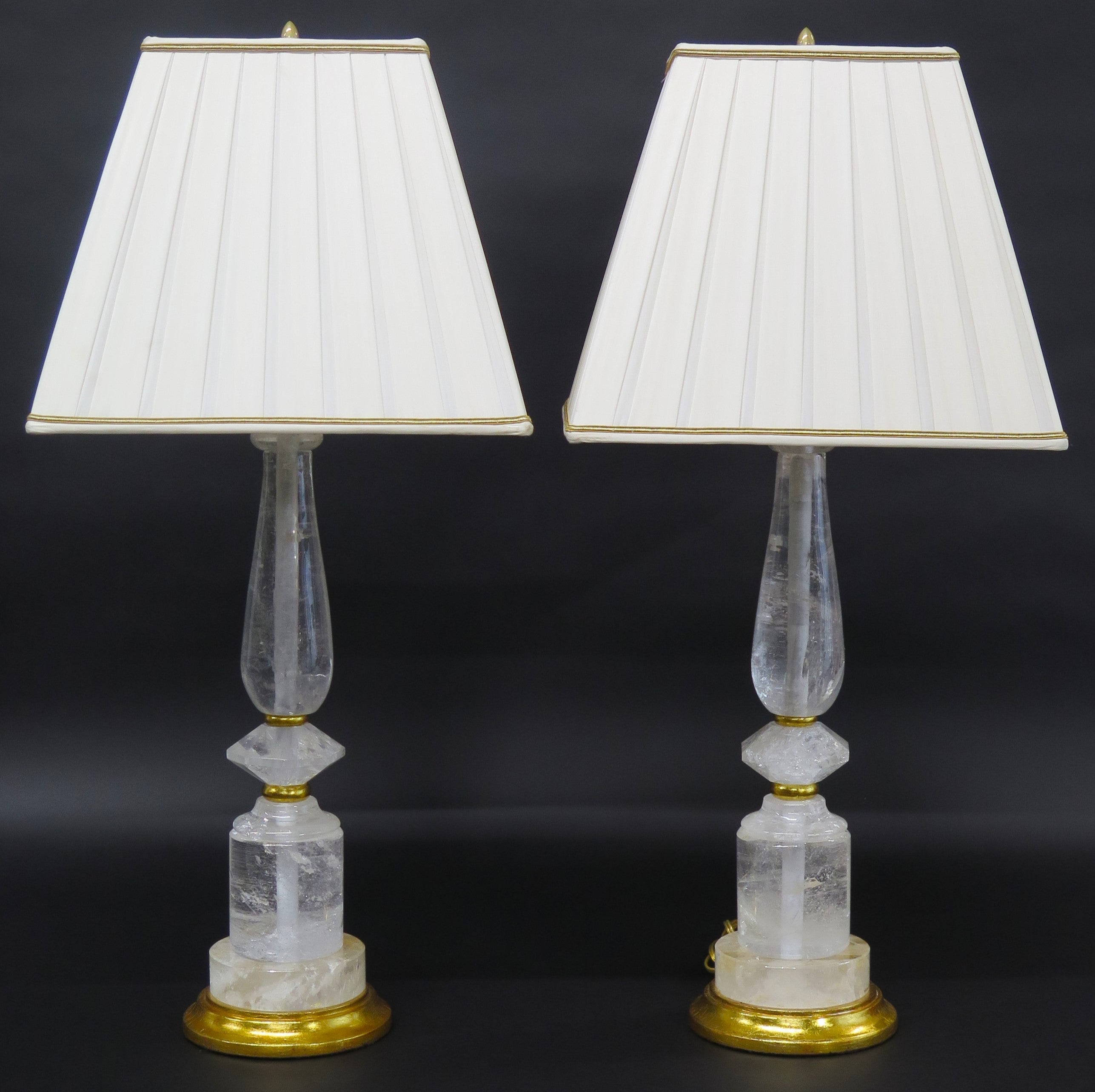 A Pair of Rock Crystal and giltwood Lamps