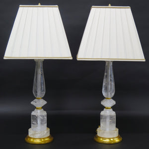 A Pair of Rock Crystal and giltwood Lamps