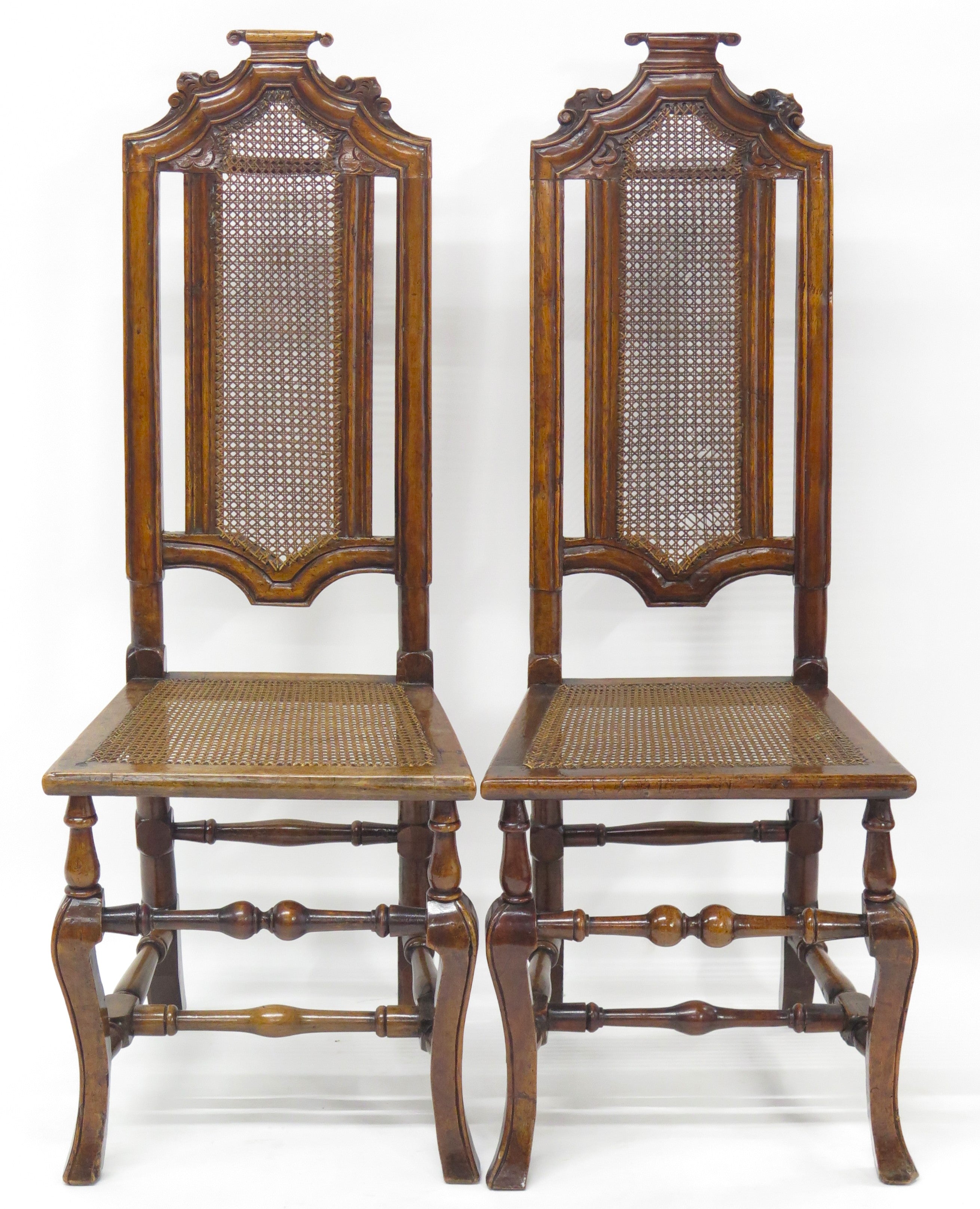 A Pair of William and Mary Walnut Side Chairs