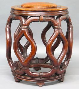 Chinese Hardwood Stool / Low Occasional Table of Barrel Form