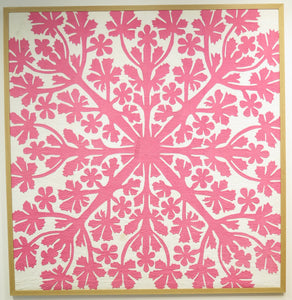 Beautiful Pink and White Hawaiian Applique Quilt