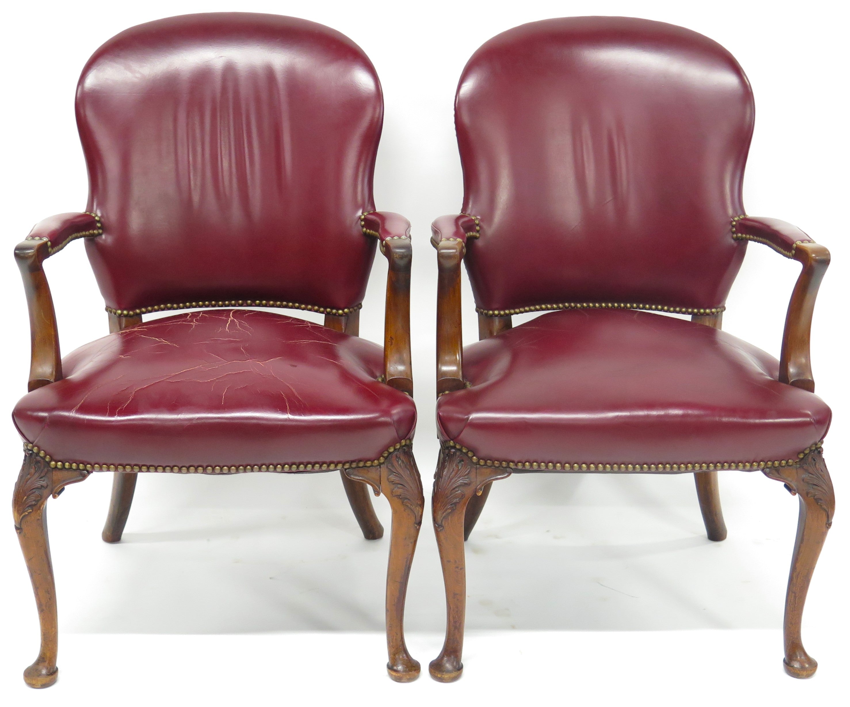 Pair of Georgian-Style Mahogany Elbow Chairs