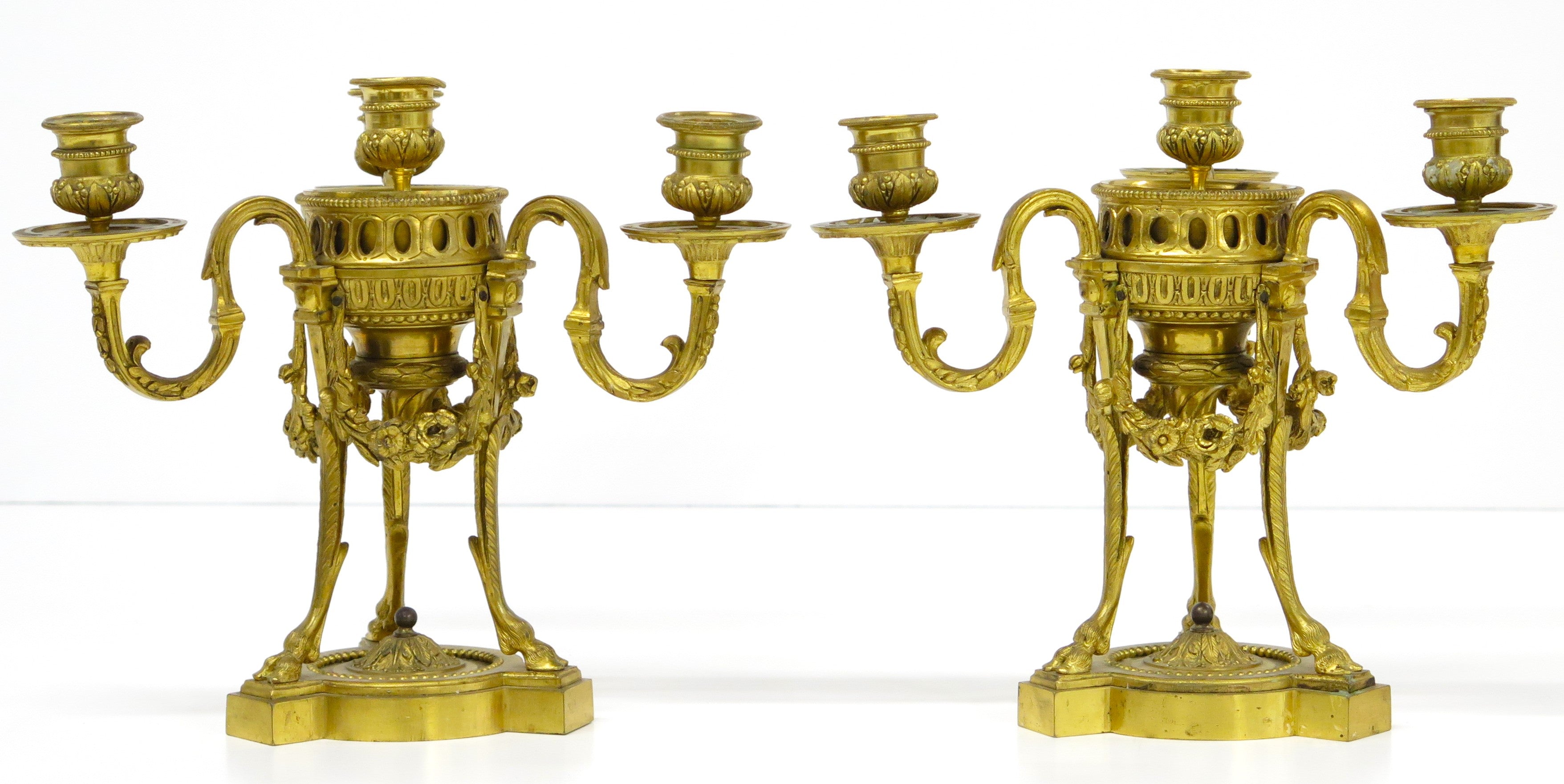 A Pair of Finely Cast and Chased Louis XVI Ormalu Four-Light Cassolette
