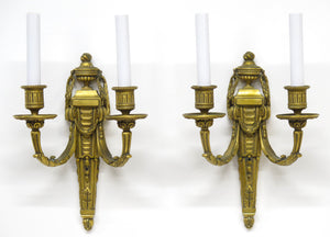 Pair of Gilt Bronze Louis XVI-Style Sconces by Edward F. Caldwell & Co.