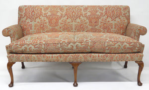 Period George II Settee Covered in Fortuny Carnavelet 5205