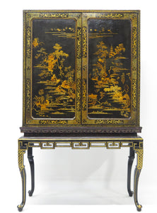 Late 18th Century Rectangular Chinese Export Lacquered Cabinet on Stand