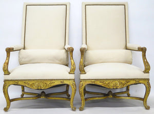 Pair of 19th Century Louis XV Style Giltwood Fauteuils