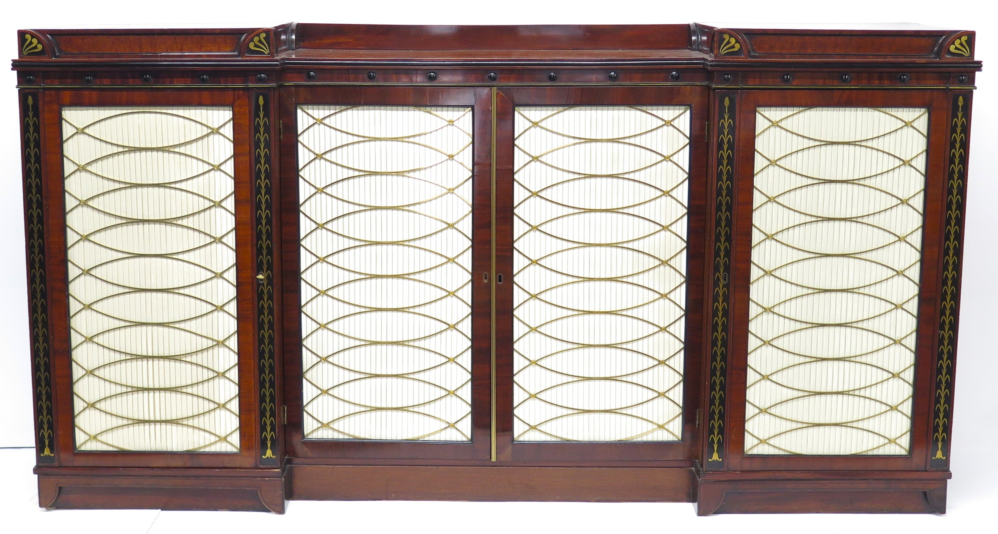 English Regency Brass Inlaid Mahogany and Ebony Cabinet