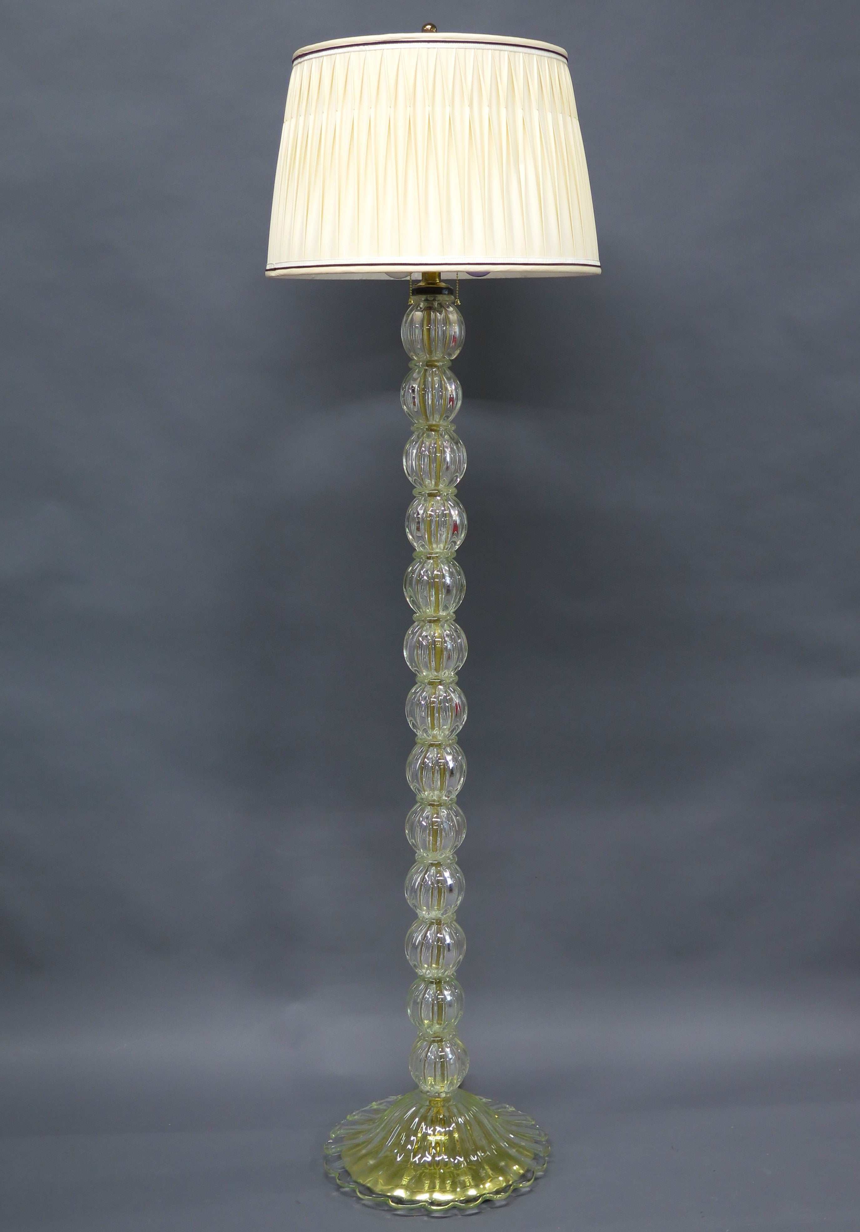 Elegant Clear Glass with Gold Murano Floor Lamp