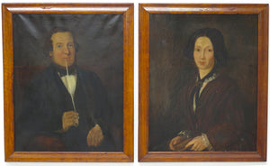 Pair of Victorian Portraits, Male and Female, Irish Ancestral