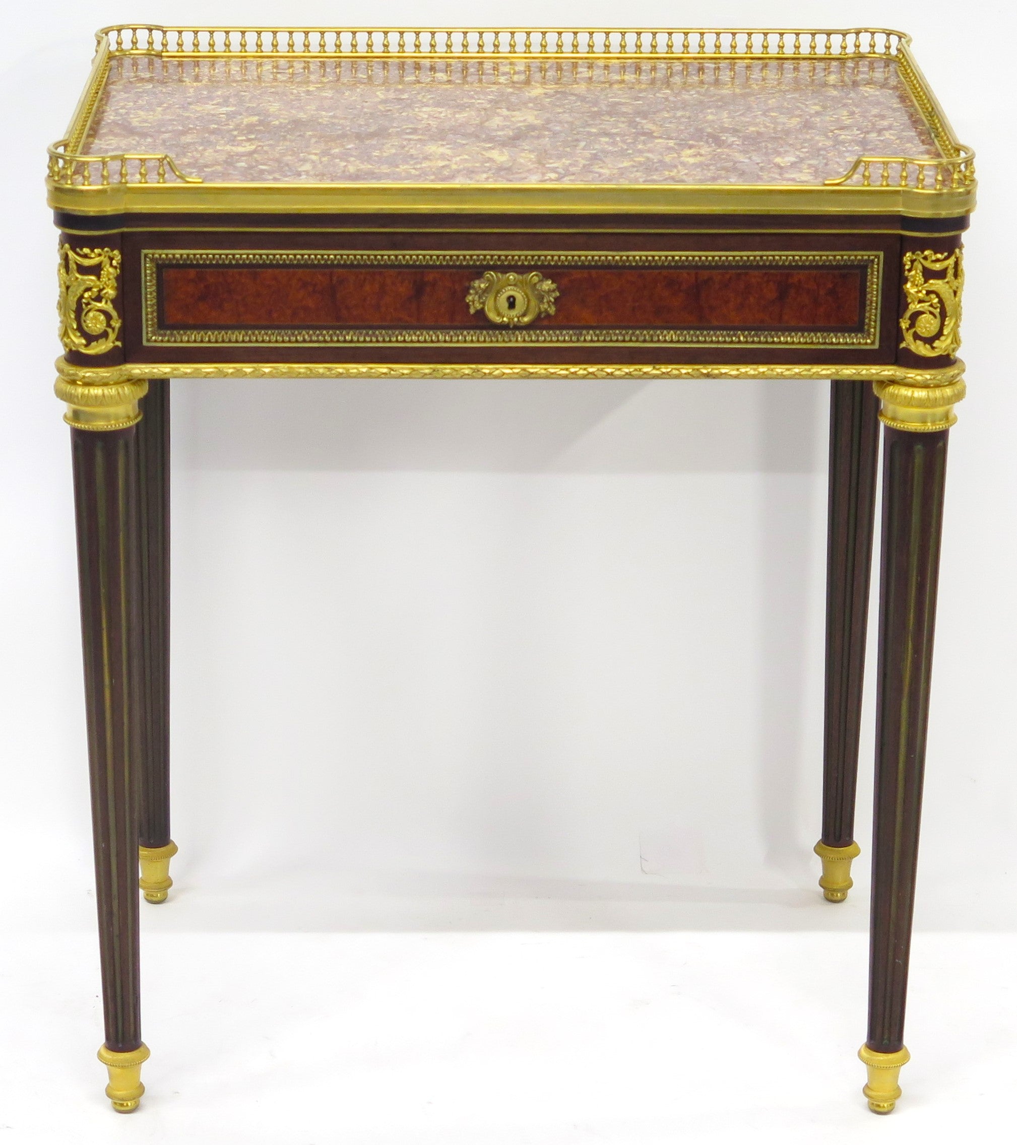 A Very Fine French 19th Century Ormolu-mounted Mahogany and kingwood Table à écrire ( Writing Table ) in the Louis XVI Style