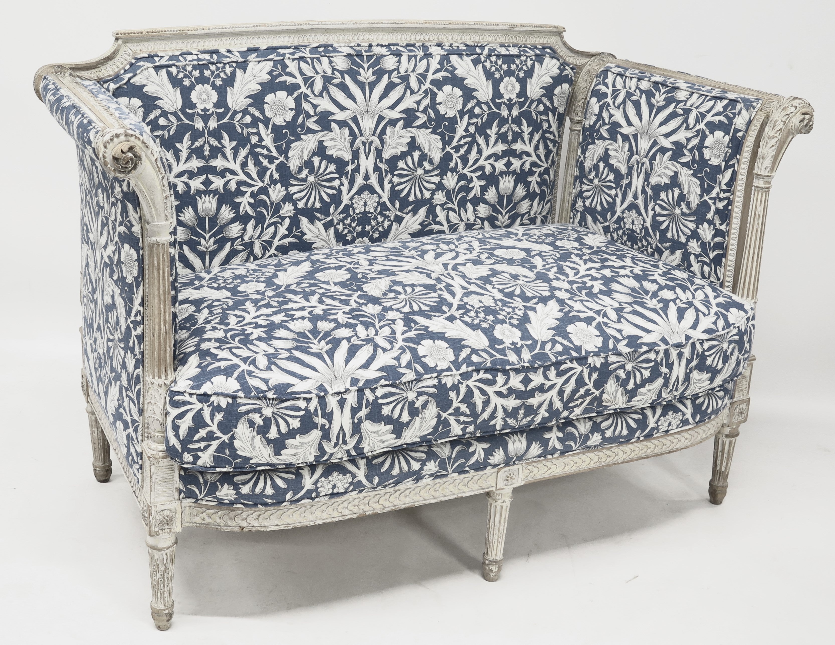 Directoire-Style Sofa with Carved and Painted Frame