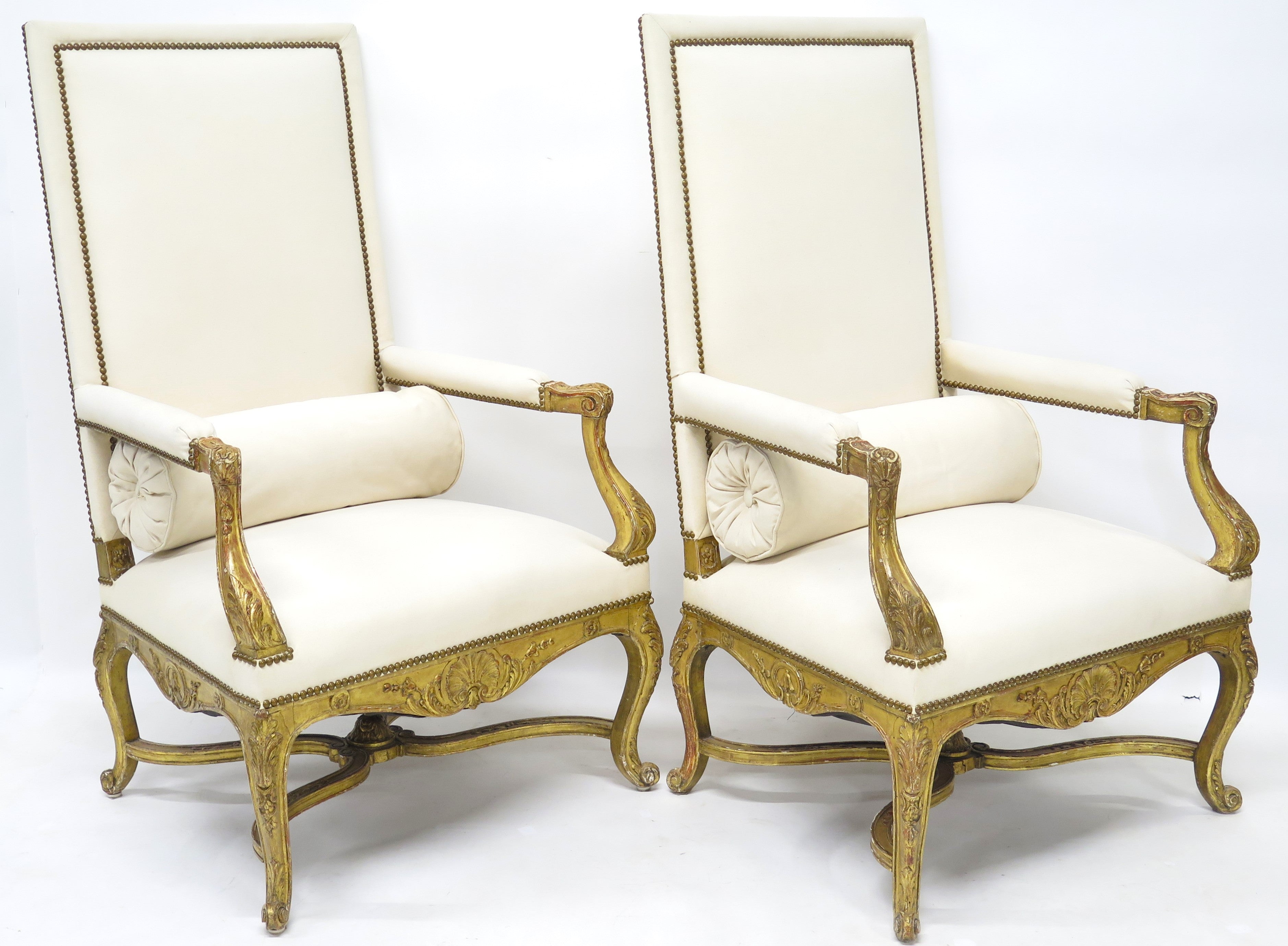 Pair of 19th Century Louis XV Style Giltwood Fauteuils