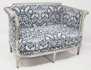 Directoire-Style Sofa with Carved and Painted Frame