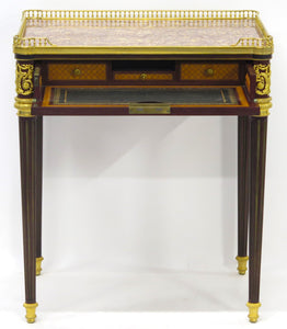 A Very Fine French 19th Century Ormolu-mounted Mahogany and kingwood Table à écrire ( Writing Table ) in the Louis XVI Style