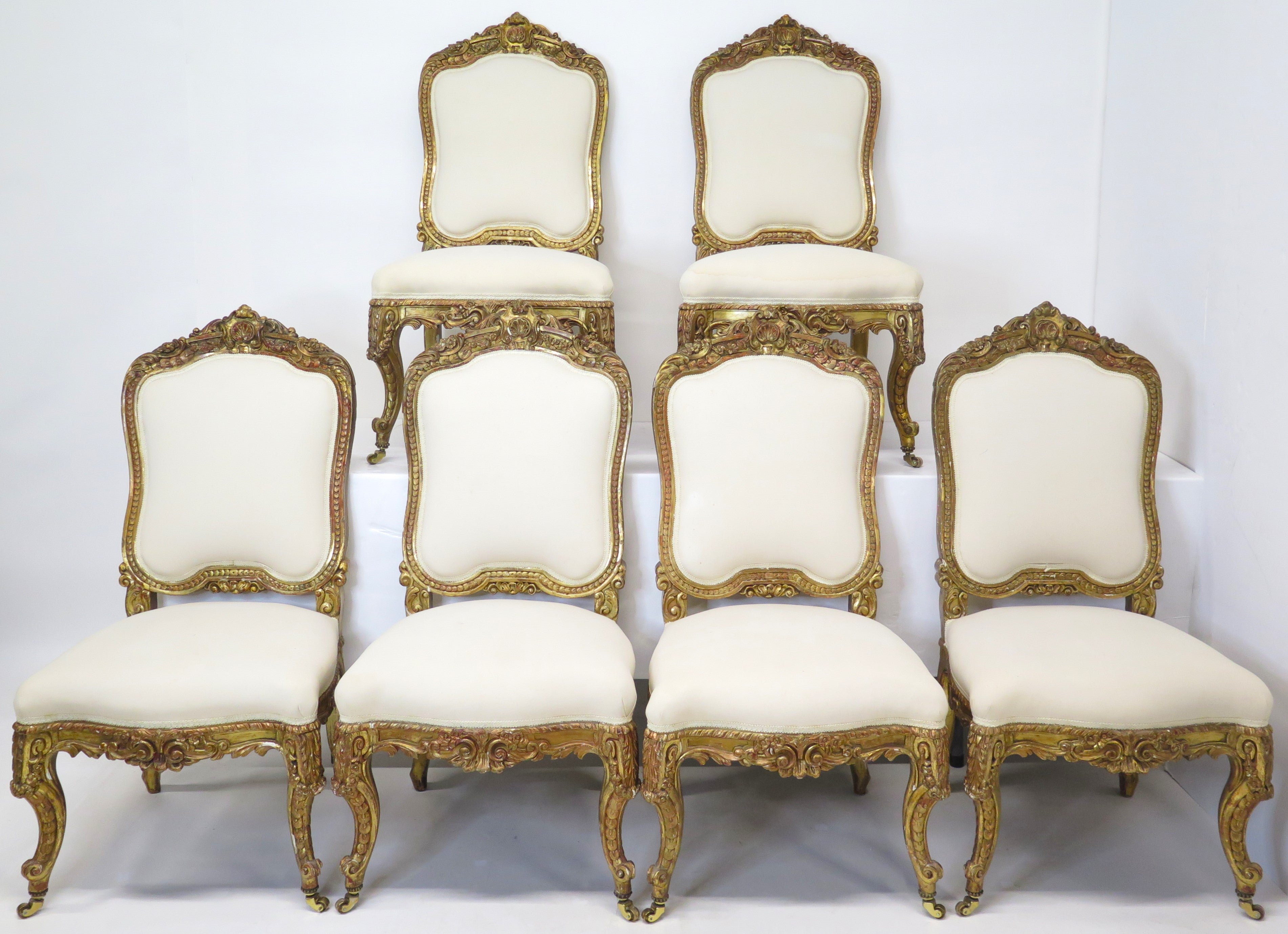 A Set of Six 19th Century Italian Giltwood Chairs