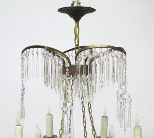 Russian Crystal and Cranberry Glass Hurricane Chandelier